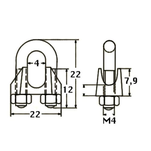 Kmarine Staaldraadklem RVS A4 4mm