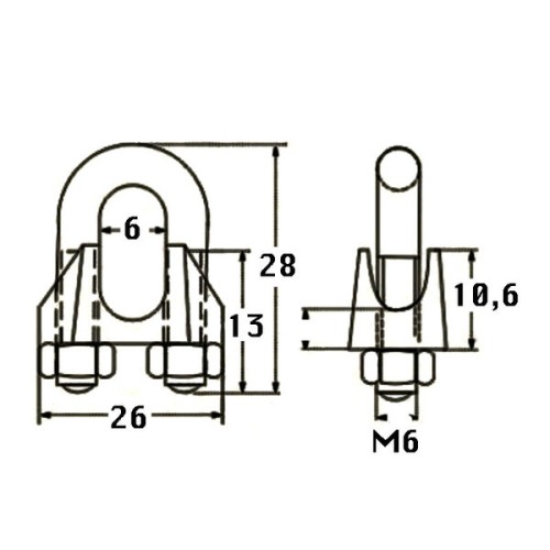 Kmarine Staaldraadklem RVS A4 6mm