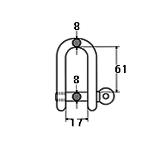 Kmarine D-sluiting lang RVS A4 8mm 3200kg