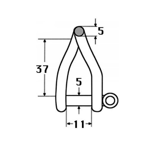 Kmarine D-sluiting gedraaid 5mm 1200kg