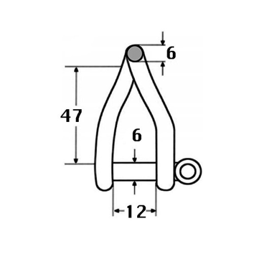 Kmarine D-sluiting gedraaid 6mm 1750kg