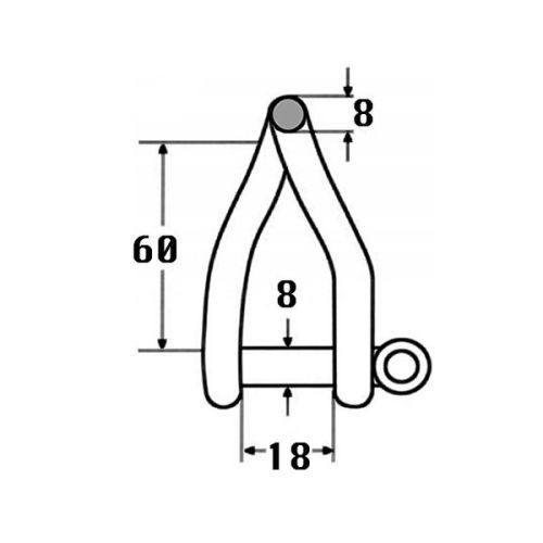 Kmarine D-sluiting gedraaid 8mm 3000kg