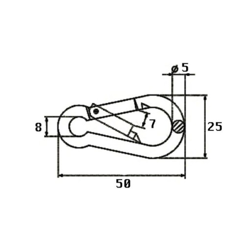 Kmarine Karabijnhaak knik RVS A4 5x50mm 570kg