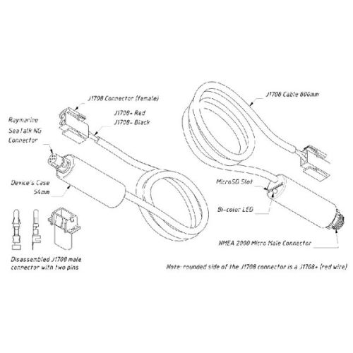 Yacht Devices YDES-04R SeaTalkNG J1708 motor koppeling