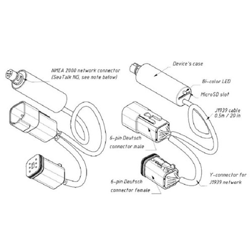 Yacht Devices YDEG-04R SeaTalkNG J1939 motor koppeling