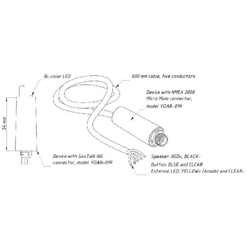 Yacht Devices YDAB-01N NMEA2000 alarm knop