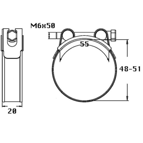 Kale Slangklem RVS heavy duty 48 - 51mm