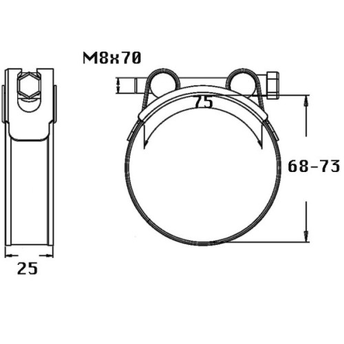 Kale Slangklem RVS heavy duty 68 - 73mm