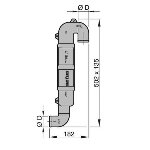 Vetus Uitlaat-zwanenhals 45 mm