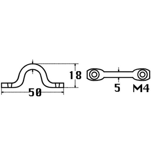 Kmarine Zadelbeugel RVS A2 gesmeed 5x50mm