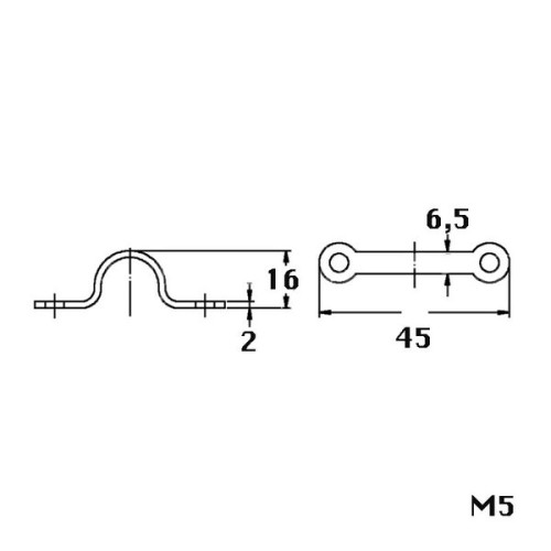 Kmarine Zadelbeugel RVS A4 plat 45 mm