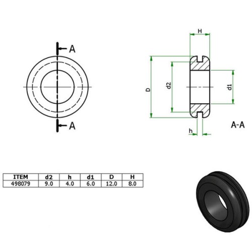 Kmarine Doorvoerrubber EPDM wand 4mm x 6mm gat