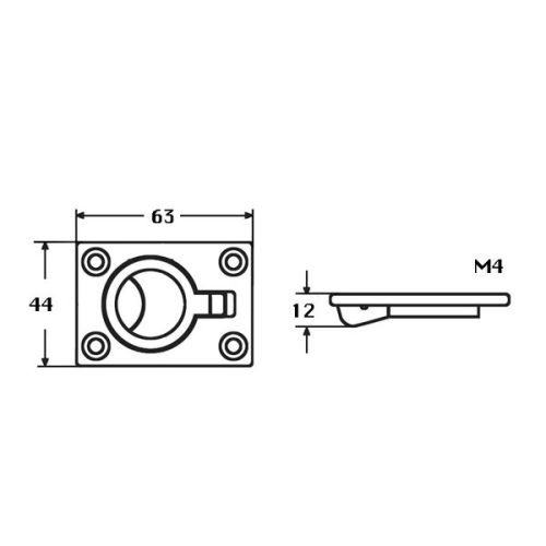 Kmarine Luikring RVS A4 63x44mm