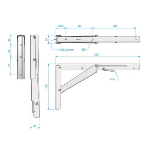 Kmarine Tafelbladdrager RVS A2 inklapbaar