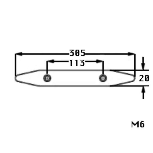 Kmarine Stootlijst RVS A2 hol 305 x 20 mm