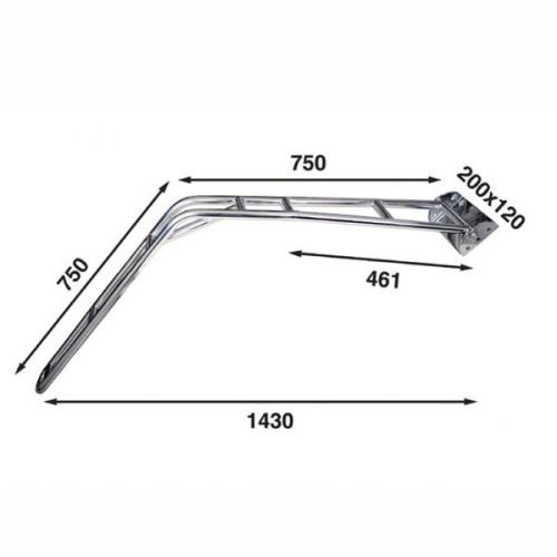 Batsystem Davits set RVS 316 voor rechte spiegel