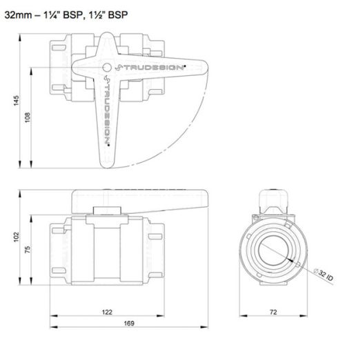 TruDesign Kogelafsluiter 1 1/4&quot; binnen x binnen