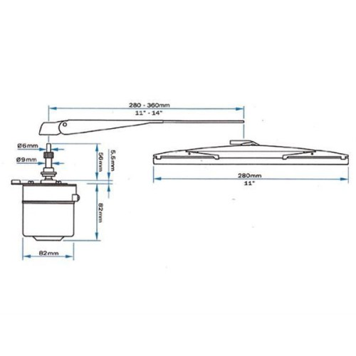 Roca Ruitenwissermotor met arm en wisser 12V