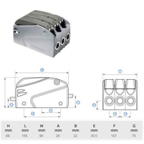 Lewmar Valstopper DC2 8-10 mm triple zwart