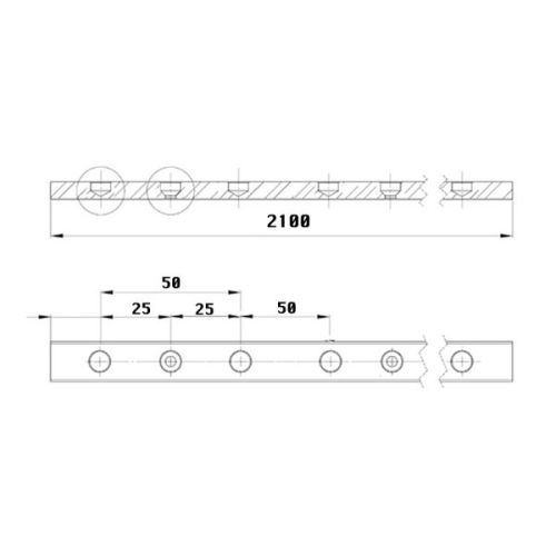 Barton Genua T-rail 32 mm lengte 210 cm