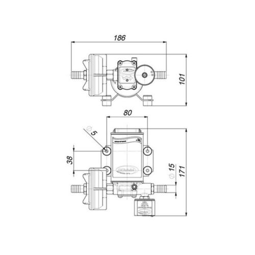 Marco Drinkwaterpomp autom.12/24V 15 ltr/min.