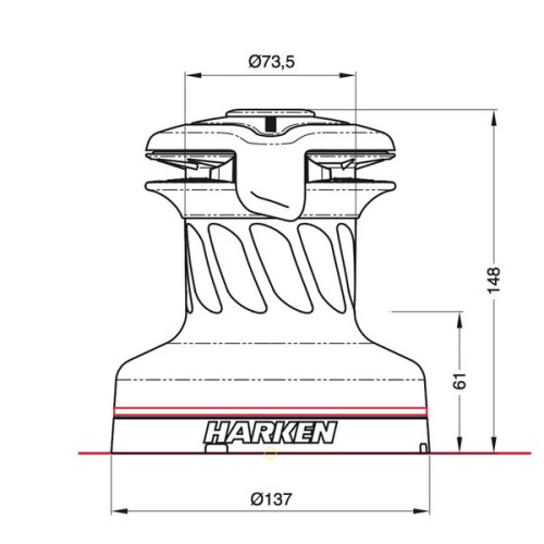 Harken Schootlier Radial alu. Self-tailing 20