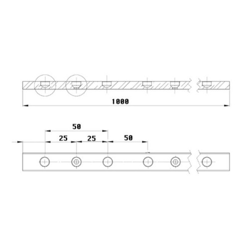 Barton Genua T-rail 20 mm lengte 100 cm