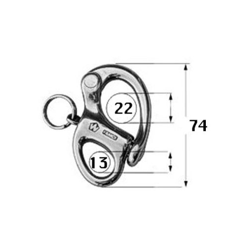 Wichard Snapshackle HR vast oog RVS A4 70mm 3000