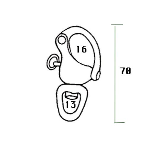 Wichard Snapshackle HR wartel RVS A4 70mm 2000kg