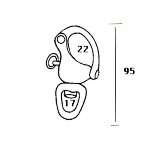 Wichard Snapshackle HR wartel RVS A4 90mm 3700kg