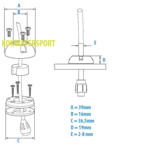 Scanstrut Kabeldoorvoer kunststof 16mm 2-8 mm