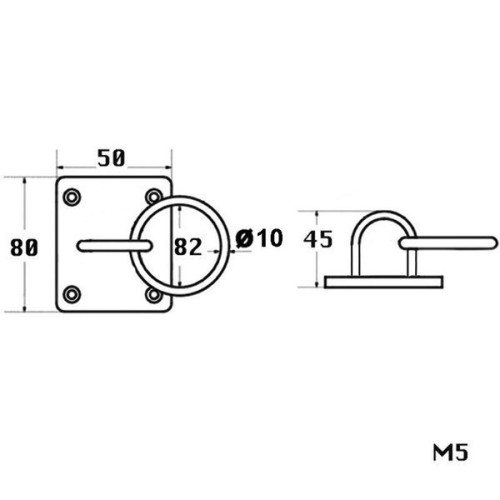 Talamex Aanlegring RVS 10mm plaat 80x50mm