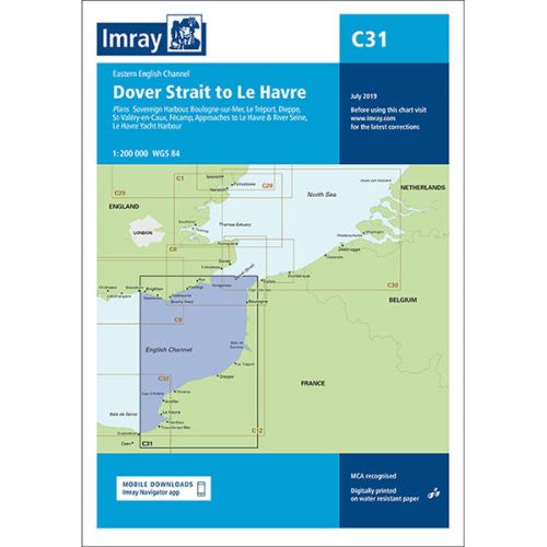 Imray Kaart C31 Dover Strait to Le Havre