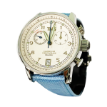 Horloge Ladies Classic Chrono wit met blauwe band