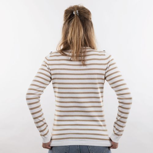 Women Streepshirt Nynke Offwhite/Nut