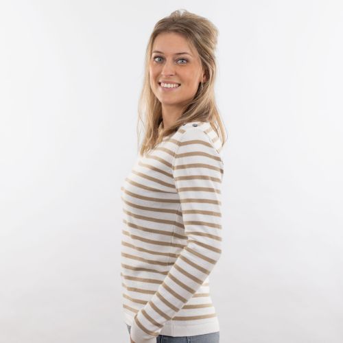 Women Streepshirt Nynke Offwhite/Nut
