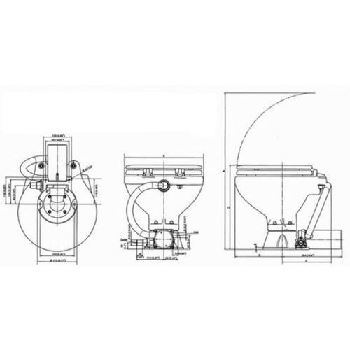 Johnson AquaT Toilet met versnijder grote pot 12V