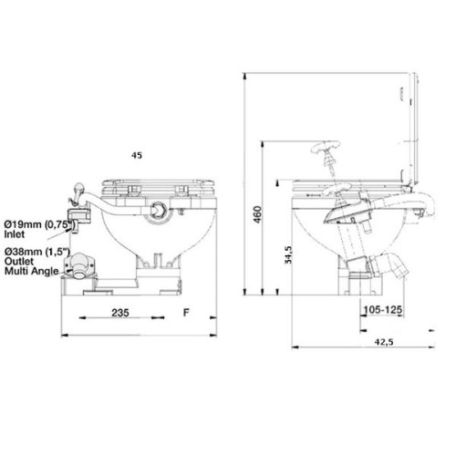 Johnson AquaT Toilet hand bediend compacte pot