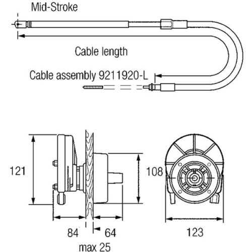 Teleflex Stuurset Compac-T lengte 244cm