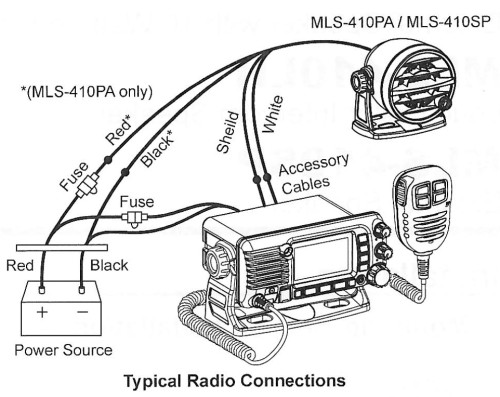 MLS-410 externe marifoonspeaker versterker zwart