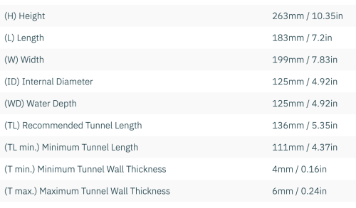 Boegschroef SE30 30kgf 12V 125mm tunnel