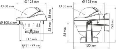 Offshore 95 kompas zwart met bracket