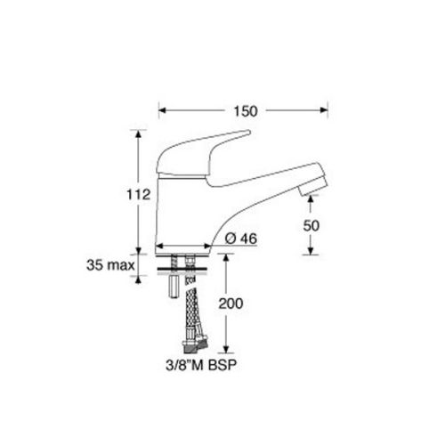 Barka Kraan verchroomd vast 150mm warm/koud