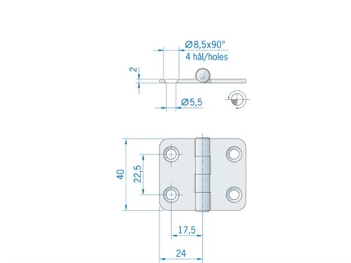 Scharnier RVS 48x40mm