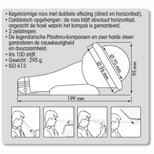 Plastimo Iris 100 handpeilkompas blauw