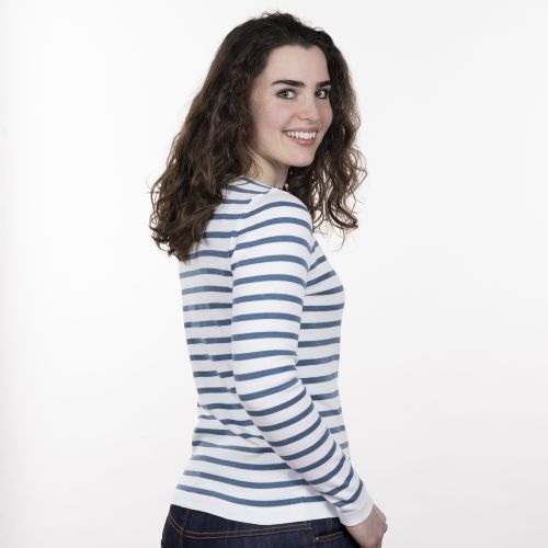 Women Streepshirt Nynke Offwhite/Teal