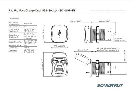 Flip Pro SC-USB-F1 USB-A en USB-C 12/24V