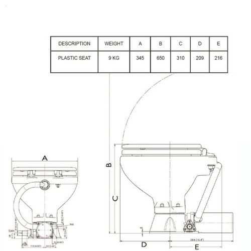 Allpa Toilet extra lage pot 12V