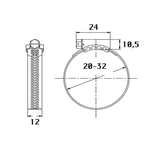 Kale Slangklem RVS 20 - 32 mm band 12mm