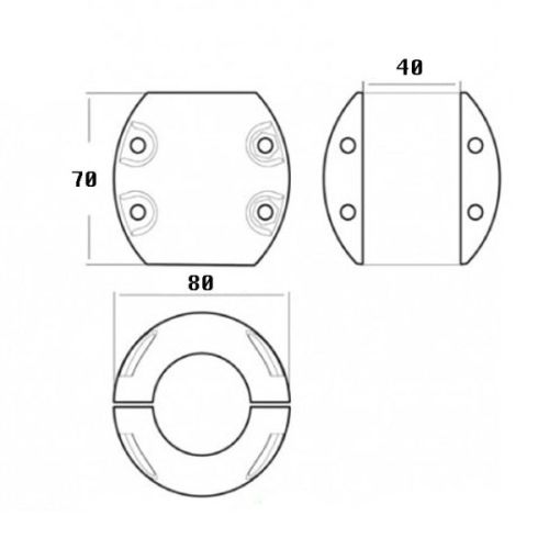 Talamex Asanode aluminium 40 mm bolmodel